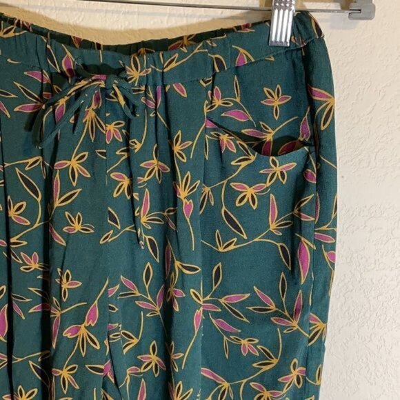NWT See U Soon Anthropologie Green Purple Floral Trouser Pants Office Sz 4 - Picture 4 of 10